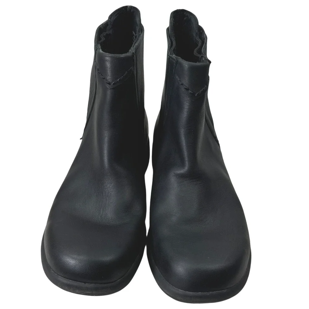 L.L. Bean‎ Ankle Boots Womens 7 Black Leather Side Zip Low Heel 0BPG504 Classic